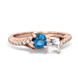 London Topaz Infinity Pave Two Stone 14K Rose Gold ring R5285