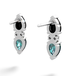 Onyx Bowtie Drop 14K White Gold earrings E0865