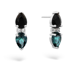 Onyx Bowtie Drop 14K White Gold earrings E0865