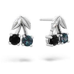 Onyx Sweet Cherries 14K White Gold earrings E7001