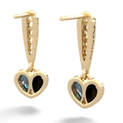 Onyx Filligree Heart 14K Yellow Gold earrings E5070