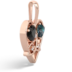 Onyx Celtic Trinity Heart 14K Rose Gold pendant P5331