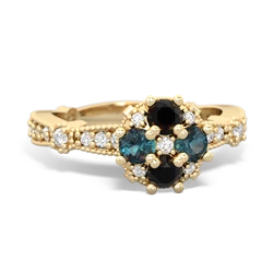 Onyx Sparkling Tiara Cluster 14K Yellow Gold ring R26293RD