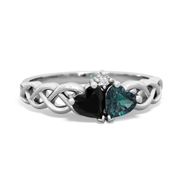 Onyx Heart To Heart Braid 14K White Gold ring R5870