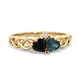 Onyx Heart To Heart Braid 14K Yellow Gold ring R5870