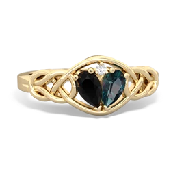 Onyx Celtic Love Knot 14K Yellow Gold ring R5420