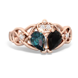 Onyx 'One Heart' Celtic Knot Claddagh 14K Rose Gold ring R5322