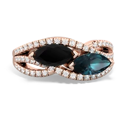 Onyx Diamond Rivers 14K Rose Gold ring R3070