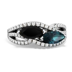 Onyx Diamond Rivers 14K White Gold ring R3070