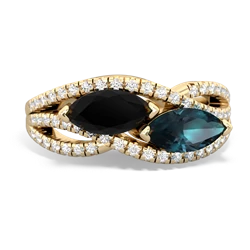 Onyx Diamond Rivers 14K Yellow Gold ring R3070