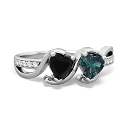 Onyx Side By Side 14K White Gold ring R3090