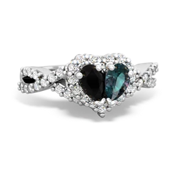 Onyx Diamond Twist 'One Heart' 14K White Gold ring R2640HRT