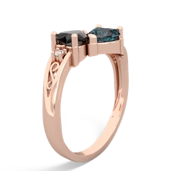 Onyx Snuggling Hearts 14K Rose Gold ring R2178