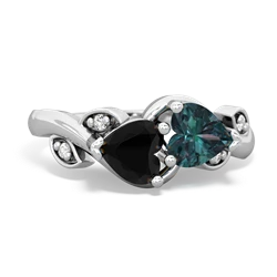 Onyx Floral Elegance 14K White Gold ring R5790