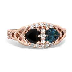 Onyx Sparkling Celtic Knot 14K Rose Gold ring R2645