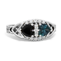 Onyx Sparkling Celtic Knot 14K White Gold ring R2645