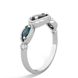 Onyx Milgrain Marquise 14K White Gold ring R5700