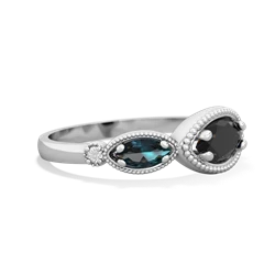 Onyx Milgrain Marquise 14K White Gold ring R5700