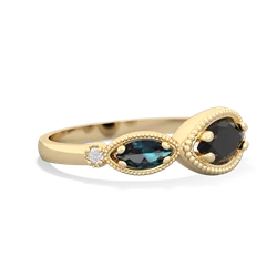 Onyx Milgrain Marquise 14K Yellow Gold ring R5700