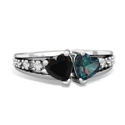 Onyx Heart To Heart 14K White Gold ring R3342