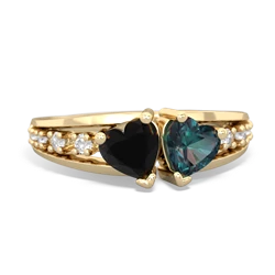 Onyx Heart To Heart 14K Yellow Gold ring R3342