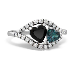 Onyx Mother And Child 14K White Gold ring R3010