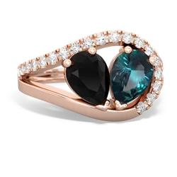 Onyx Nestled Heart Keepsake 14K Rose Gold ring R5650