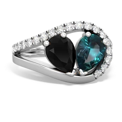 Onyx Nestled Heart Keepsake 14K White Gold ring R5650