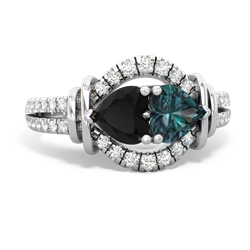 Onyx Art-Deco Keepsake 14K White Gold ring R5630