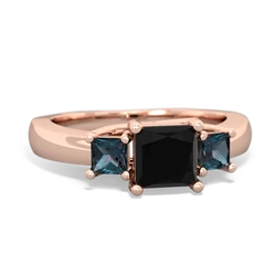 Onyx Three Stone Trellis 14K Rose Gold ring R4015