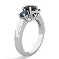 Onyx Three Stone Round Trellis 14K White Gold ring R4018