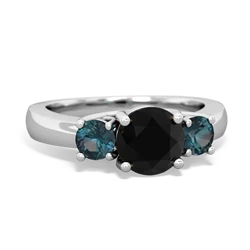 Onyx Three Stone Round Trellis 14K White Gold ring R4018