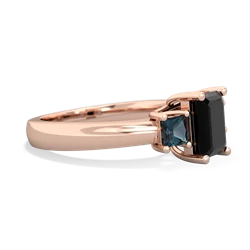 Onyx Three Stone Emerald-Cut Trellis 14K Rose Gold ring R4021