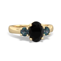 Onyx Three Stone Oval Trellis 14K Yellow Gold ring R4024