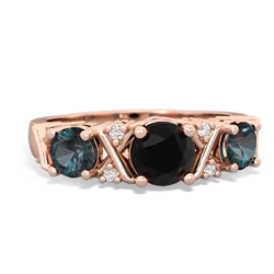 Onyx Hugs And Kisses 14K Rose Gold ring R5016