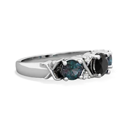 Onyx Hugs And Kisses 14K White Gold ring R5016