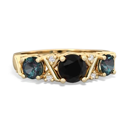 Onyx Hugs And Kisses 14K Yellow Gold ring R5016