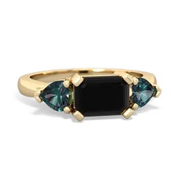 Onyx Three Stone 14K Yellow Gold ring R5235