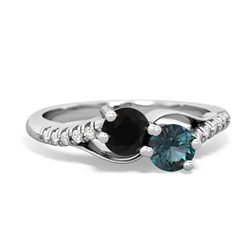 Onyx Infinity Pave Two Stone 14K White Gold ring R5285