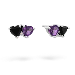 Onyx Sweethearts 14K White Gold earrings E5260