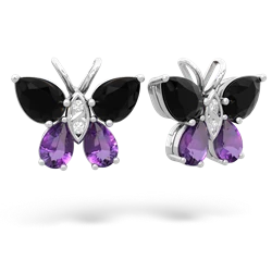 Onyx Butterfly 14K White Gold earrings E2215