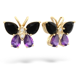 Onyx Butterfly 14K Yellow Gold earrings E2215