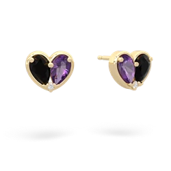 Onyx 'Our Heart' 14K Yellow Gold earrings E5072