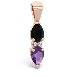 Onyx Bowtie Drop 14K Rose Gold pendant P0865
