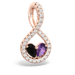 Onyx Pave Twist 'One Heart' 14K Rose Gold pendant P5360