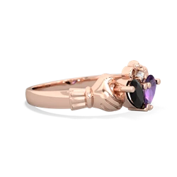 Onyx 'Our Heart' Claddagh 14K Rose Gold ring R2388