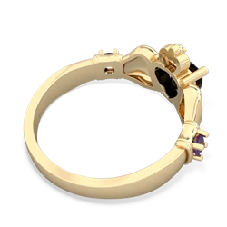 Onyx Claddagh Keepsake 14K Yellow Gold ring R5245