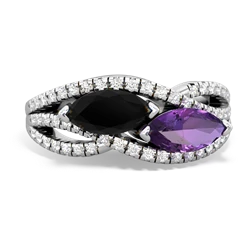 Onyx Diamond Rivers 14K White Gold ring R3070