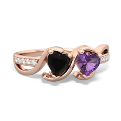 Onyx Side By Side 14K Rose Gold ring R3090