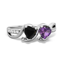 Onyx Side By Side 14K White Gold ring R3090